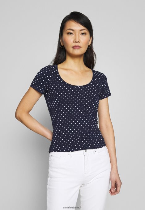 femmes 2er pack t-shirt imprimé bleu marine/blanc 006BT329 Anna Field - Image 3