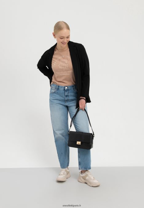 femmes apportez vos rêves à la vie t-shirt imprimé marron 006BT321 Anna Field - Image 3