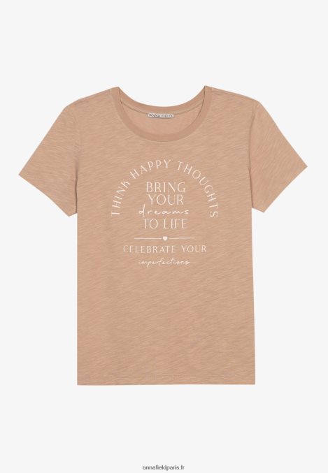 femmes apportez vos rêves à la vie t-shirt imprimé marron 006BT321 Anna Field - Image 5