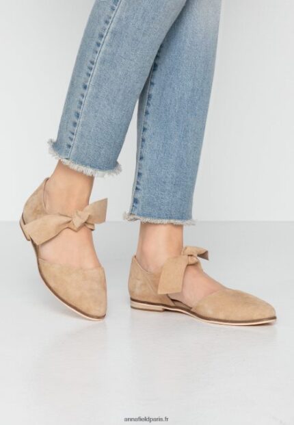 femmes ballerines bride cheville cuir beige 006BT2162 Anna Field