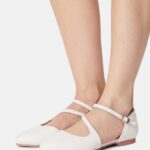 femmes ballerines bride cheville cuir blanc 006BT2167 Anna Field