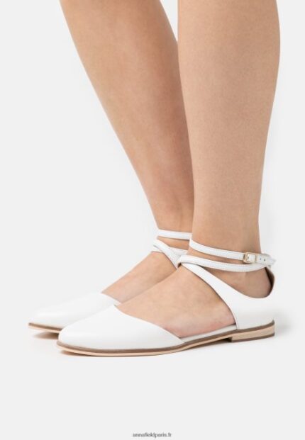 femmes ballerines bride cheville cuir blanc 006BT2180 Anna Field