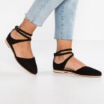 femmes ballerines bride cheville cuir noir 006BT2156 Anna Field