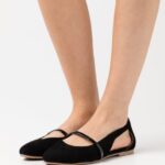 femmes ballerines bride cheville cuir noir 006BT2171 Anna Field