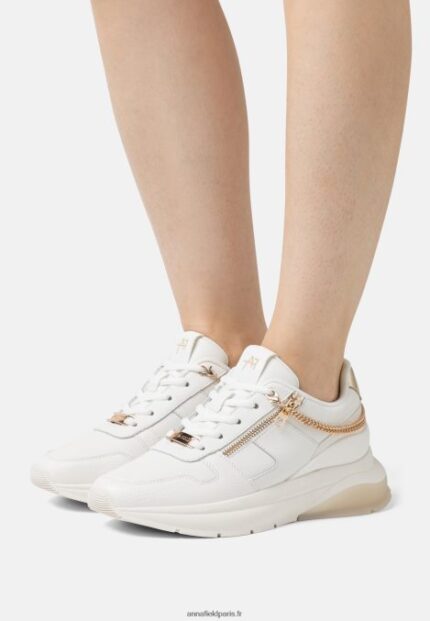 femmes baskets en cuir blanc/or 006BT1201 Anna Field