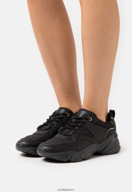 femmes baskets en cuir noir 006BT1203 Anna Field