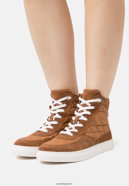 femmes baskets montantes cuir cognac 006BT1238 Anna Field