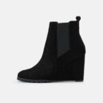 femmes botte d'hiver en cuir bottines à talons hauts noir 006BT1943 Anna Field