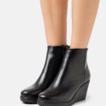 femmes botte d'hiver en cuir bottines noir 006BT1993 Anna Field