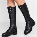 femmes bottes à lacets noires 006BT2222 Anna Field
