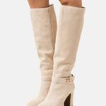 femmes bottes à talons hauts en cuir beige 006BT2258 Anna Field