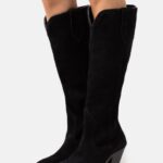 femmes bottes de cowboy/motard en cuir noir 006BT2225 Anna Field