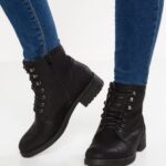 femmes bottes d'hiver bottines à lacets noir 006BT2012 Anna Field