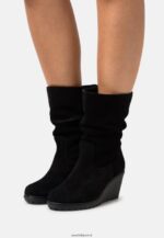 femmes bottes d'hiver en cuir noir 006BT2219 Anna Field