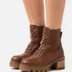 femmes bottillon d'hiver en cuir bottes d'hiver cognac 006BT2032 Anna Field