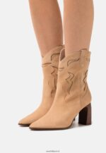 femmes bottine cowboy/biker cuir beige 006BT2052 Anna Field