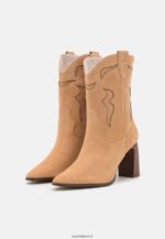femmes bottine cowboy/biker cuir beige 006BT2052 Anna Field - Image 3