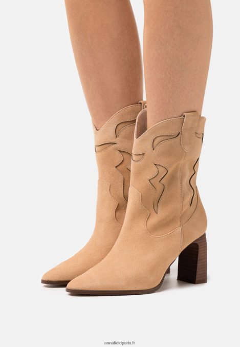 femmes_bottine_cowboy_biker_cuir_beige_006bt2052_anna_field.jpg femmes bottine cowboy/biker cuir beige 006BT2052 Anna Field - Image 1