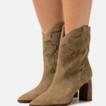 femmes bottine cowboy/biker cuir kaki 006BT2051 Anna Field