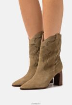 femmes bottine cowboy/biker cuir kaki 006BT2051 Anna Field