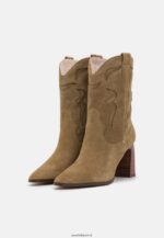 femmes bottine cowboy/biker cuir kaki 006BT2051 Anna Field - Image 3