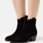 femmes bottine cowboy/biker en cuir noir 006BT2050 Anna Field