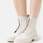 femmes bottines à lacets en cuir blanc 006BT2029 Anna Field