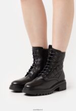femmes bottines à lacets en cuir noir 006BT2026 Anna Field