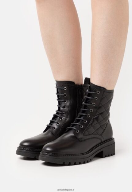 femmes bottines à lacets en cuir noir 006BT2026 Anna Field