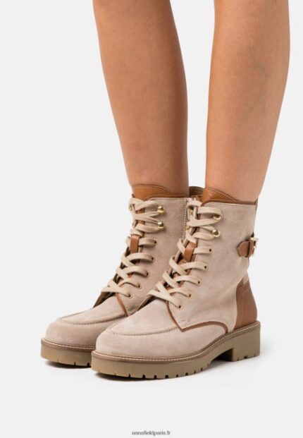 femmes bottines à lacets en cuir taupe 006BT2022 Anna Field