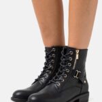 femmes bottines à lacets noires 006BT2025 Anna Field