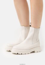 femmes bottines plateforme en cuir blanc cassé 006BT2055 Anna Field