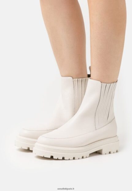 femmes bottines plateforme en cuir blanc cassé 006BT2055 Anna Field