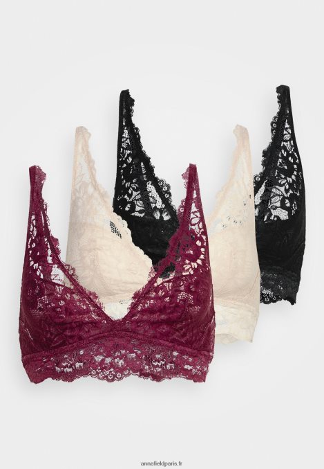 femmes Bustier bralette 3pp noir/beige/rouge foncé 006BT936 Anna Field - Image 6