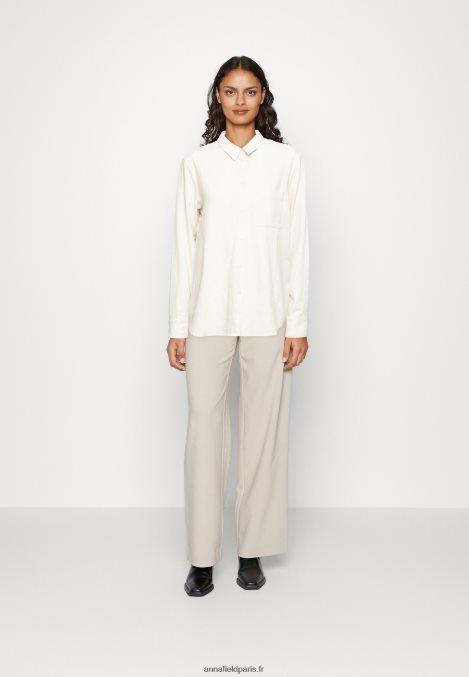 femmes chemisier boutonné en mélange de lin chemisier boutonné beige 006BT680 Anna Field - Image 2