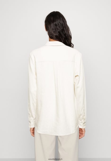 femmes chemisier boutonné en mélange de lin chemisier boutonné beige 006BT680 Anna Field - Image 3