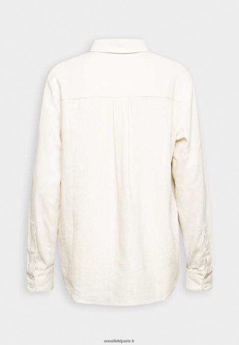 femmes chemisier boutonné en mélange de lin chemisier boutonné beige 006BT680 Anna Field - Image 6
