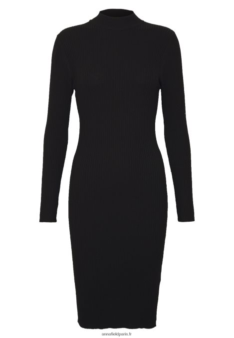 femmes crew ausschnitt bodycon ripp mini srickkleid robe droite noir 006BT204 Anna Field - Image 4