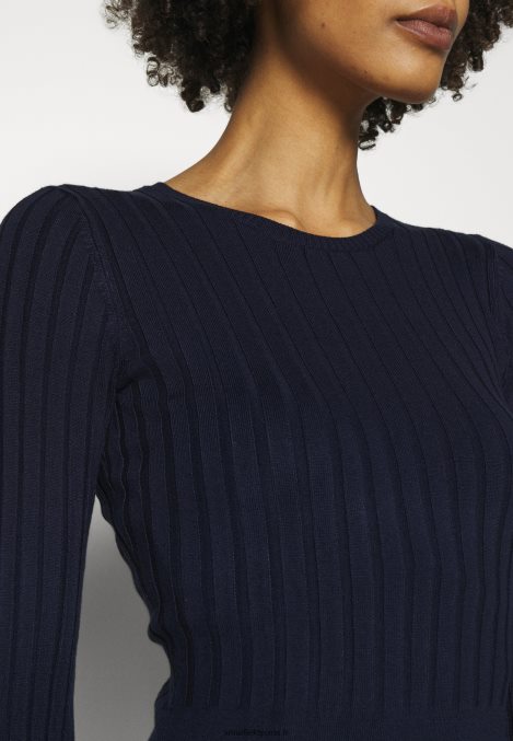 femmes crew ausschnitt ripp top bodycon mini srickkleid robe droite bleu foncé 006BT205 Anna Field - Image 6
