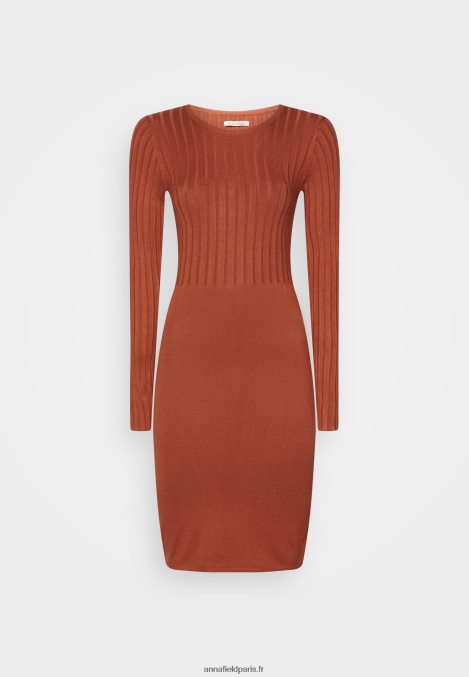 femmes_crew_ausschnitt_ripp_top_bodycon_mini_srickkleid_robe_droite_marron_006bt202_anna_field.jpg femmes crew ausschnitt ripp top bodycon mini srickkleid robe droite marron 006BT202 Anna Field - Image 1