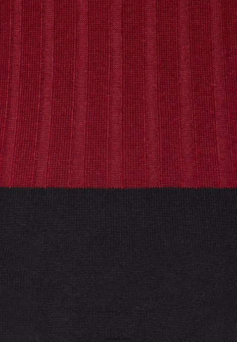 femmes crew ausschnitt ripp top bodycon mini srickkleid robe droite rouge foncé/noir 006BT217 Anna Field - Image 3