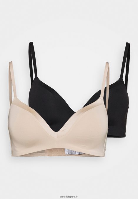 femmes edison lot de 2 soutiens-gorge t-shirt sans armatures noir/nude 006BT920 Anna Field - Image 1