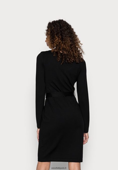 femmes empiècement en dentelle décolleté en V robe ample robe pull noir 006BT227 Anna Field - Image 3