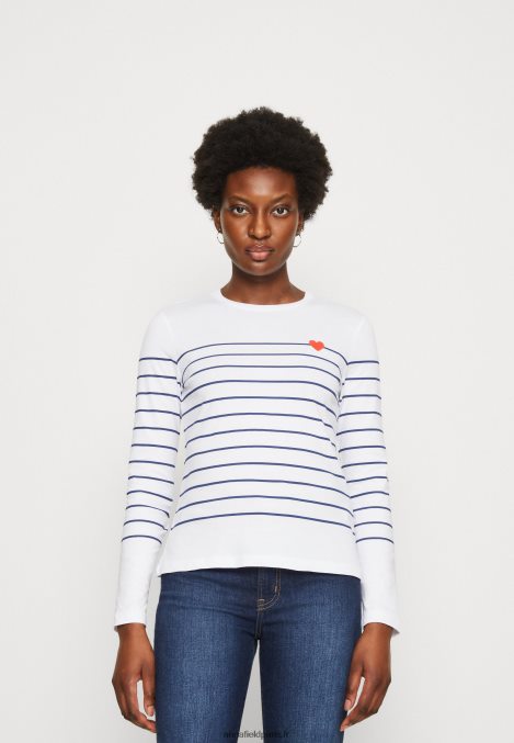 femmes haut à manches longues blanc/bleu foncé 006BT590 Anna Field - Image 1