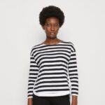 femmes haut à manches longues blanc/noir 006BT585 Anna Field
