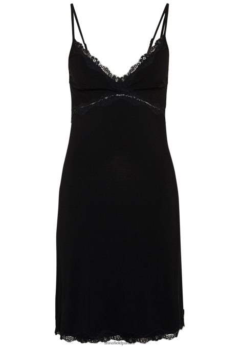femmes heidi chemise de nuit viscose manches courtes nuisette noir 006BT1038 Anna Field - Image 4