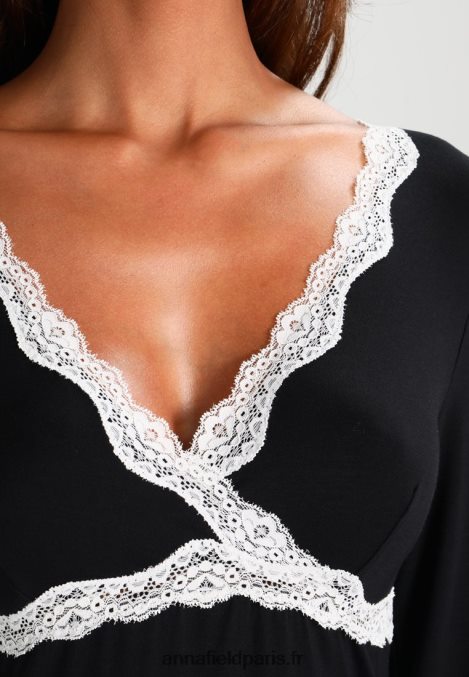 femmes heidi chemise de nuit viscose manches longues nuisette noir 006BT1039 Anna Field - Image 4