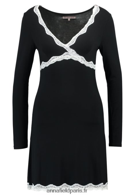 femmes heidi chemise de nuit viscose manches longues nuisette noir 006BT1039 Anna Field - Image 5