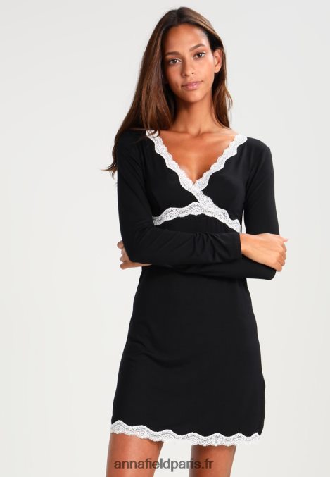 femmes heidi chemise de nuit viscose manches longues nuisette noir 006BT1039 Anna Field - Image 1