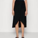 femmes jupe midi portefeuille basique jupe trapèze noir 006BT787 Anna Field